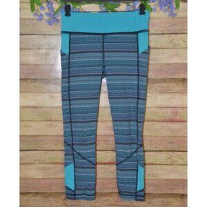 Lululemon Pace Rival Blue Space Dye Pull On Workout Athletic Crop Legging Size 6